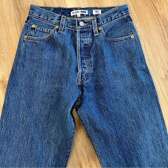 LEVI Re/Done Stove Pipe Cropped Jeans Size 24 - Picture 3 of 16